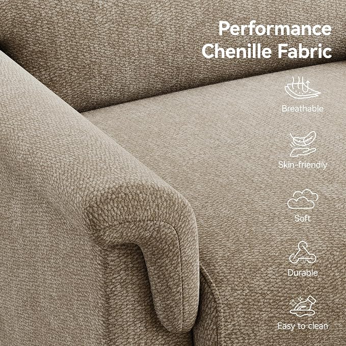 Mid Century Modern Accent Chairs Set of 2, Chenille Comfy Living Room Arm Chairs - Image 5