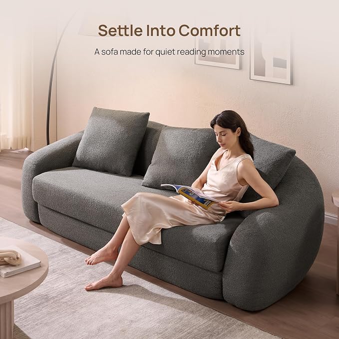 SICOTAS Curved Sofa Couch Bed for Living Room Convertible Futon Cloud Boneless - Image 9