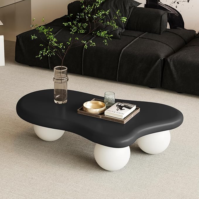 40” Cloud Coffee Table with 3 Ball Legs, Modern Irregular Center Table - Image 4