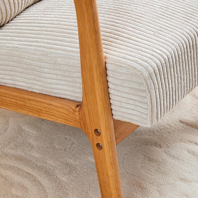 Mid Century Modern Accent Chair, Solid Wood Comfy Living Room Chair - Image 6