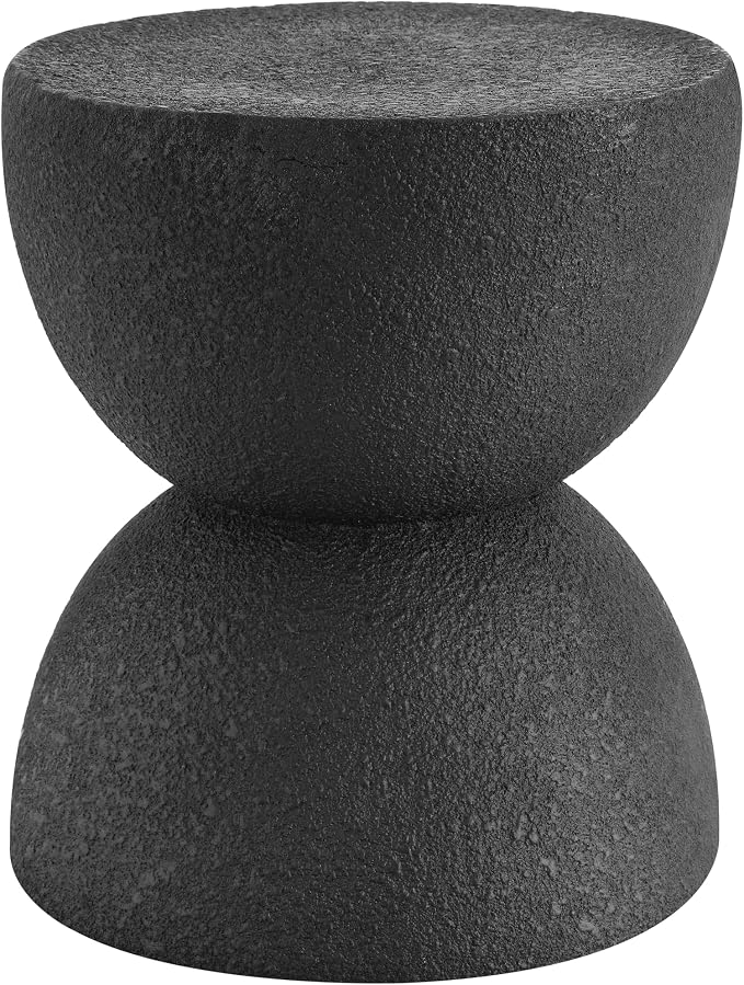 JONATHAN Y Greta Hourglass 18" Black Frosted Outdoor Side Table and Stool - Image 4