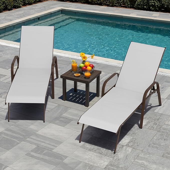 Crestlive Products Outdoor Chaise Lounge Chair, 5-Position Pool Lounge Chairs - Image 8