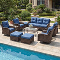 Patio Furniture Set, High Back Rattan Sofa & Swivel Rocker Chairs, Weather by SAILARYPatioFurniture