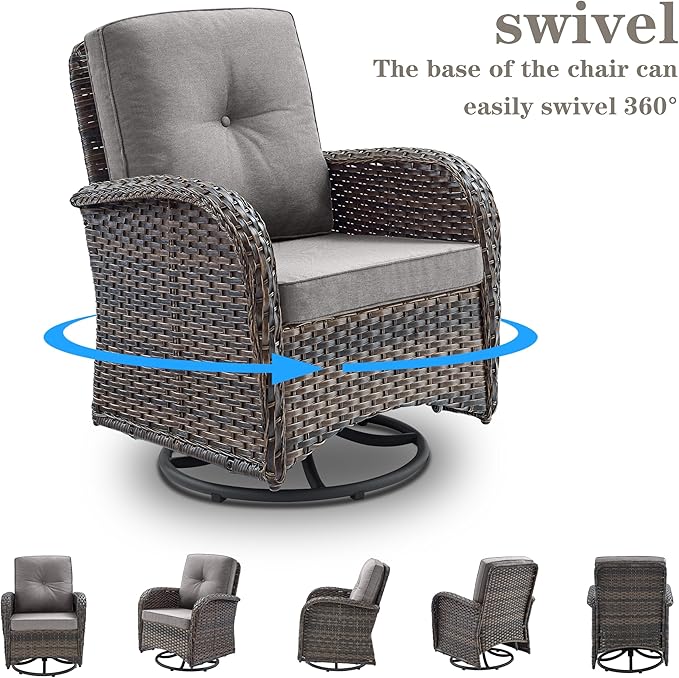 Belord Patio Furniture Swivel Glider PE Wicker Chairs, Outdoor Swivel Rocker - Image 2