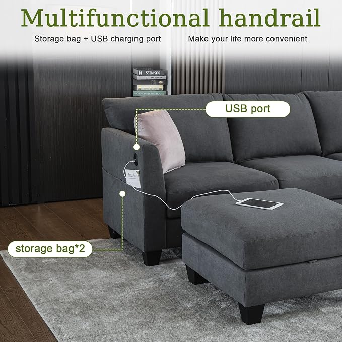 150.4" Large Sectional Couches for Living Room, 8 Seater L Shaped Modular - Image 6