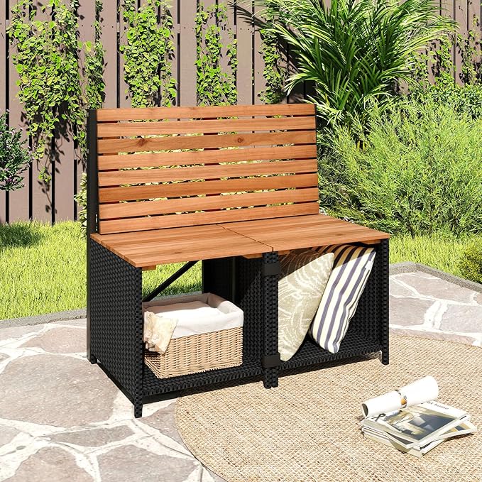 Tangkula 3-in-1 Convertible Bench Picnic Table, Outdoor Folding Table and - Image 3