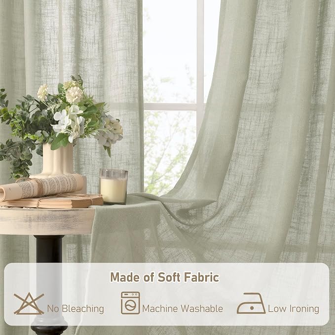 LAMIT 40 Inch Length Linen Curtains - Image 8