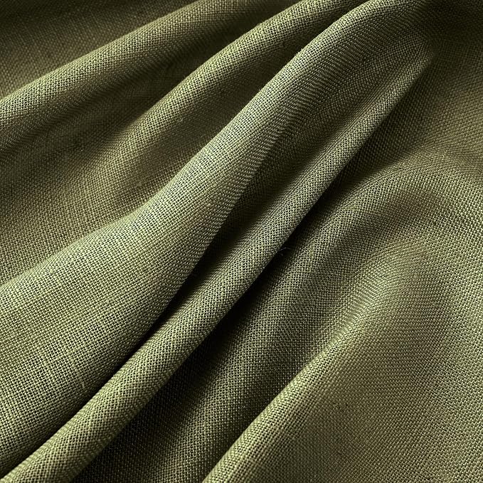 MIULEE Light Olive Green Linen Curtains 63 Inch Length 2 Panels - Image 4