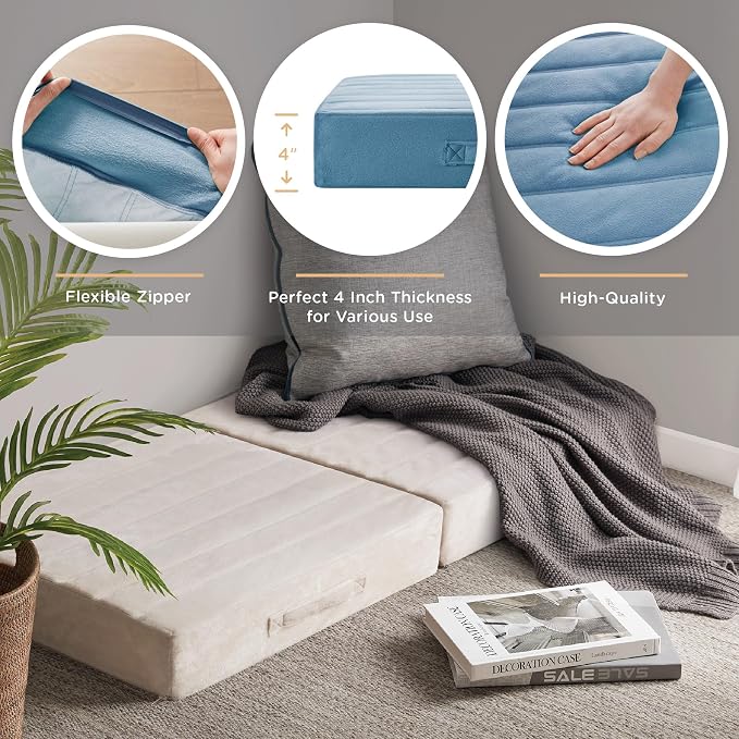 Codi High Density Foam Floor Pillow 2 Sets, Large Meditation Cushions Seating - Image 3