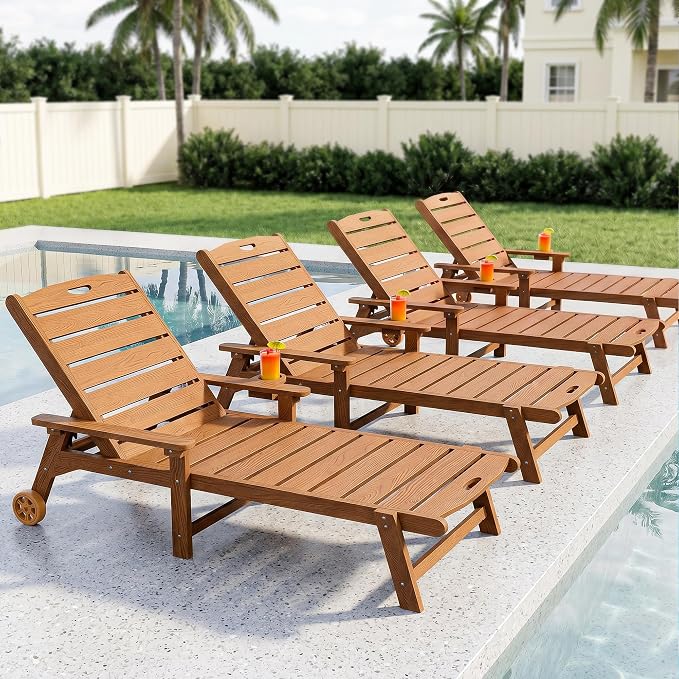 Outdoor Lounge Chair with 5-Position Adjustable, Outside Lounge Chair with Cup - Image 9
