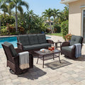 UPHA 5 Pieces Patio Furniture Sets, Wicker Outdoor 3-Seat Sofa Set by UPHA