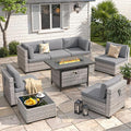 6-Seat Modern Outdoor Wicker Rattan Patio Furniture Set by MASIONBACKYARDS