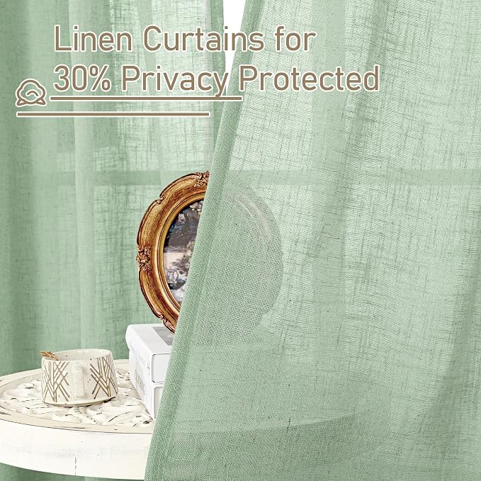 LAMIT Fresh Green 72 inch Linen Curtains - Image 5