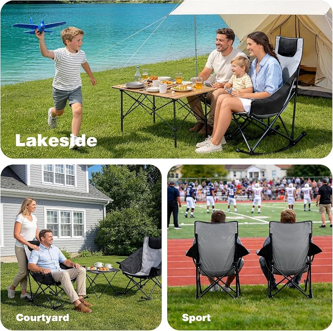 SUNNYFEEL Oversized Rocking Camping Chair 2 Pack, Fully Padded Patio Chair - Image 7