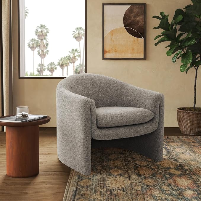SAFAVIEH Couture Collection Laylette Light Grey Boucle Accent Chair - Image 2