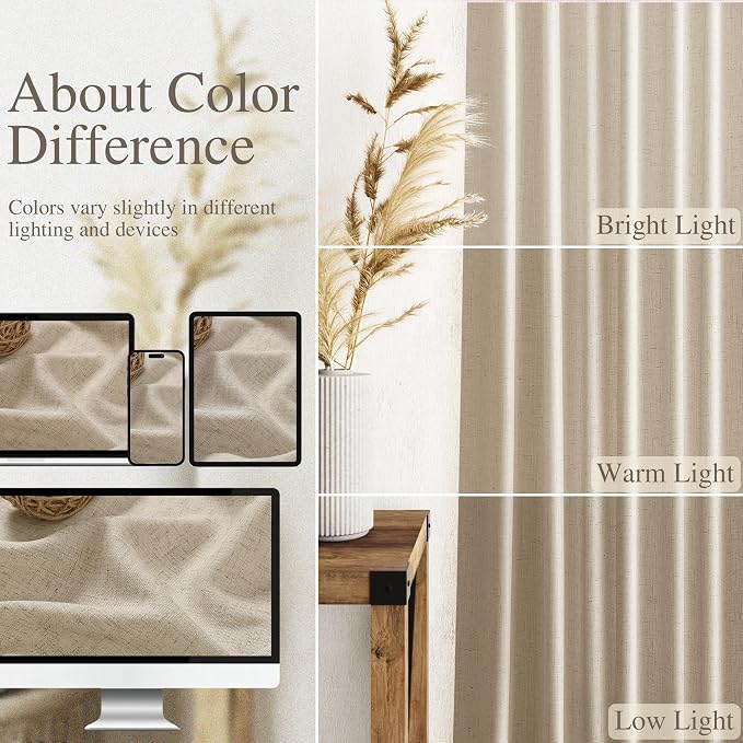 Nanspring Taupe Burlywood Curtains 90 Inches Long - Image 3