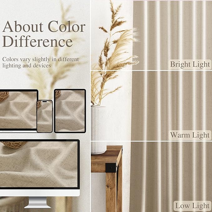 Nanspring Taupe Burlywood Curtains 102 Inches Long - Image 3