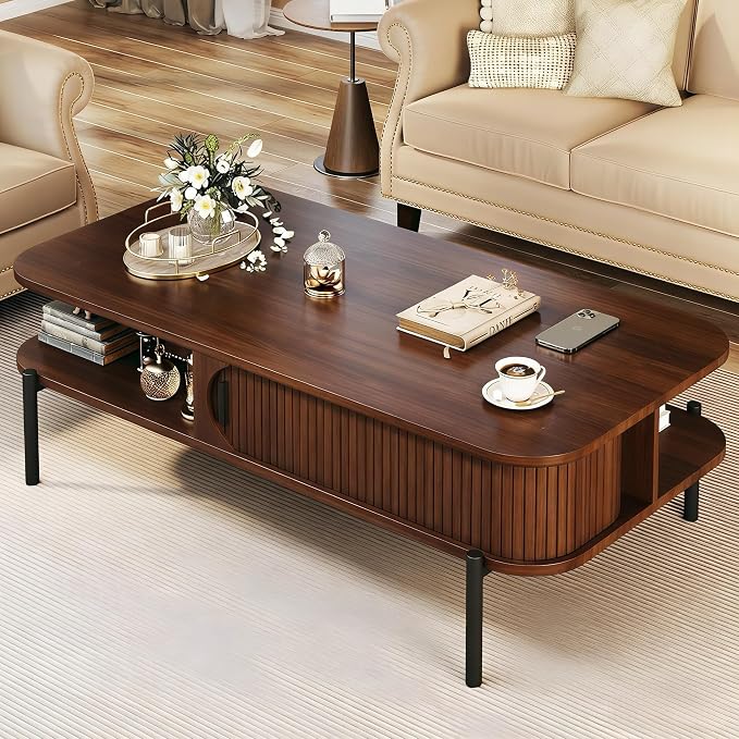 Coffee Table, 47.2" Mid Century Modern Coffee Tables by HUAHUU
