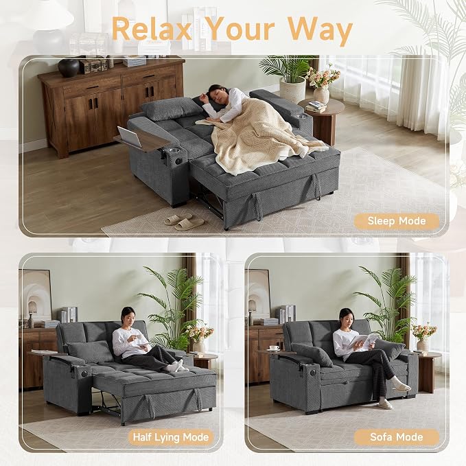 Auvsoce 65'' Chaise Lounge Chair Indoor, 3-in-1 Convertible Sofa Bed - Image 7