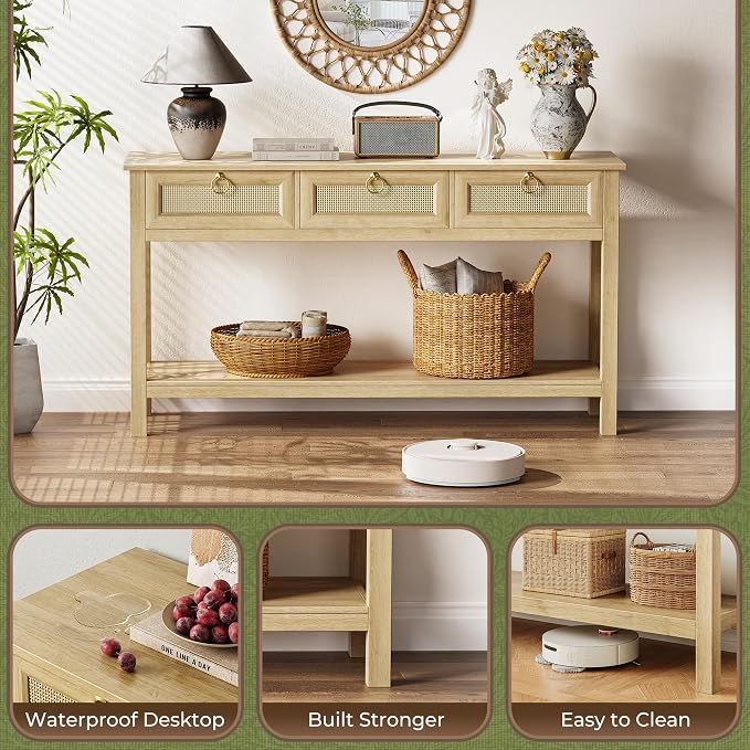SUPERJARE Rattan Console Sofa Table - Image 7