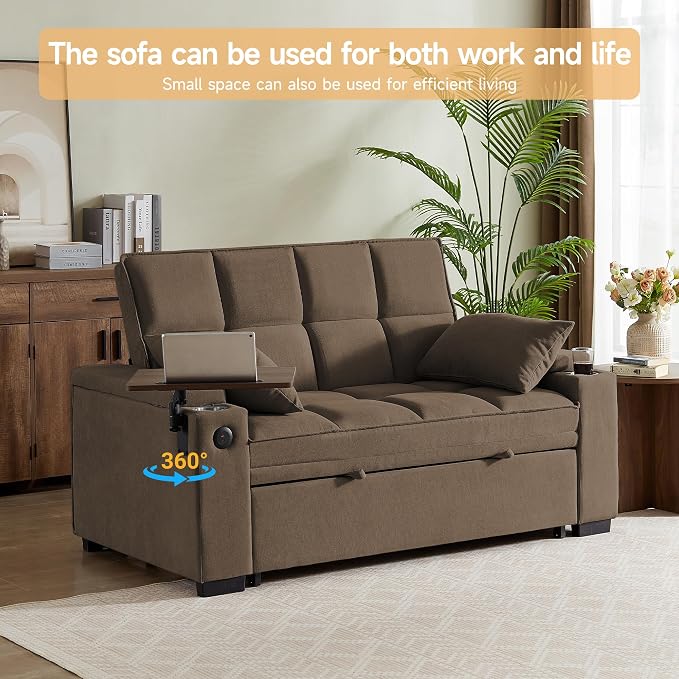 Auvsoce 65'' Chaise Lounge Chair Indoor, 3-in-1 Convertible Sofa Bed - Image 5