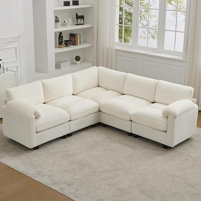 87'' V-Shaped Sectional Sofa Couch, 5-Seater Modular Couches by HATPPTO