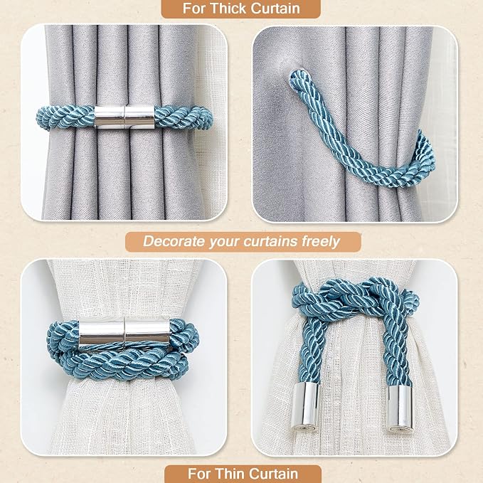 NICEEC 6 Pack Strong Magnetic Curtain Tiebacks Modern Simple Style Drape Tie - Image 6