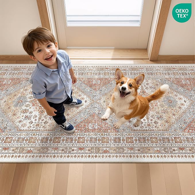 4x12 Runner Rug for Hallway, Low-Pile Wide Runner for Entryway, Long Washable - Image 7