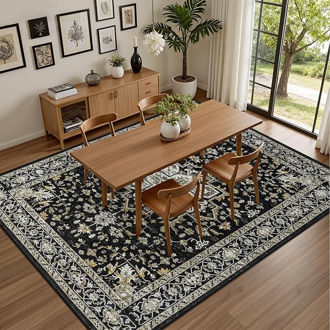 4x6 Area Rugs for Living Room: Washable Rug Soft Vintage Boho Medallion Carpet - Image 4