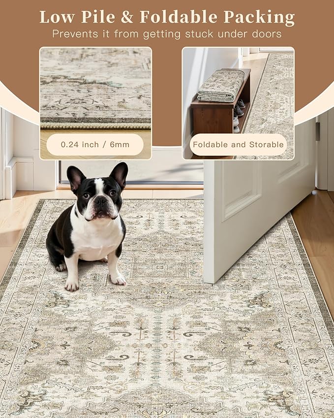 Madane Hallway Runner Rug 2'6''x14' Kitchen Runner, Non Slip Vintage Runners - Image 7