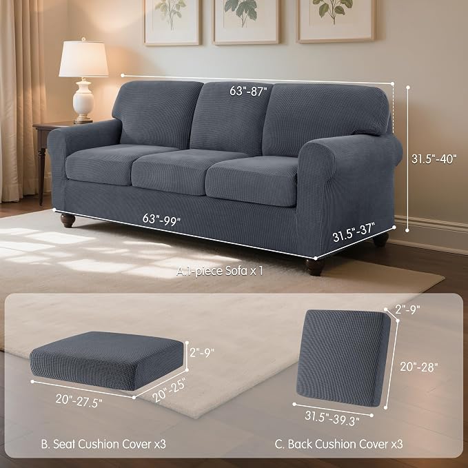 SUBRTEX 7 Pieces Stretch Sofa Slipcover Sets Couch Cover Sets Backrest Cushion - Image 3