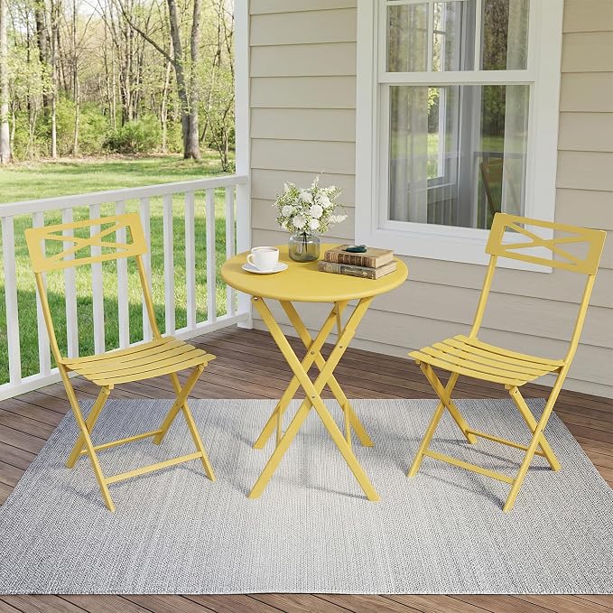 GarveeTech 3-Piece Folding Bistro Set, Heavy Duty Outdoor Patio Furniture - Image 8