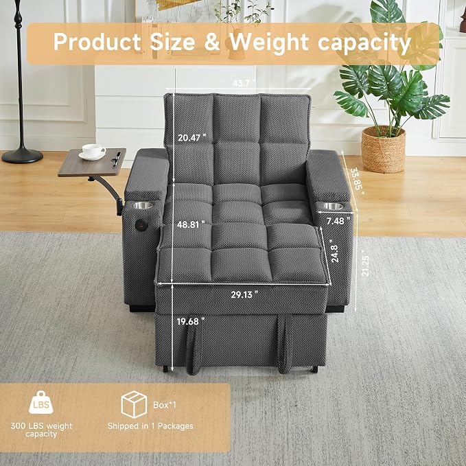 Large Size Convertible Sleeper Chair Futon Sofa Bed, Comfortable thick cushion - Image 2