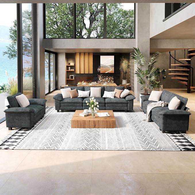 SUNSHINE VALLEY Oversized Loveseat Couch and Chair Set, Modern Modular Cloud by SUNSHINEVALLEY