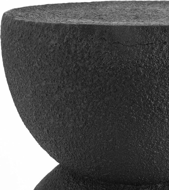 JONATHAN Y Greta Hourglass 18" Black Frosted Outdoor Side Table and Stool - Image 7