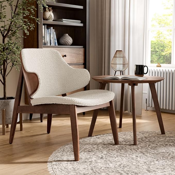 Furniture of America Callum Mid-Century Modern Solid Wood 2 Piece Brown Round - Image 2
