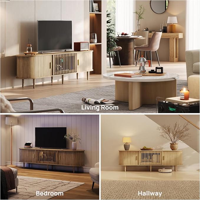 70" Fluted Mid Century Modern TV Stand - Image 6