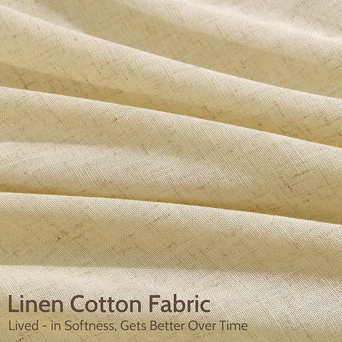 Nanspring Cream Yellow Linen Curtains 90 Inches Long - Image 4