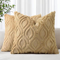 decorUhome Throw Pillow Covers 18x18 Inch Set of 2, Soft Plush Faux Wool Khaki by decorUhome