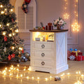 Nightstand with Charging Station, Farmhouse End Side Table with 3 Drawers and by TAGELIER