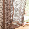 YJ YANJUN Vintage Lace Curtains 63 Inch Length-Victorian Floral Brown Sheer by YJYANJUN