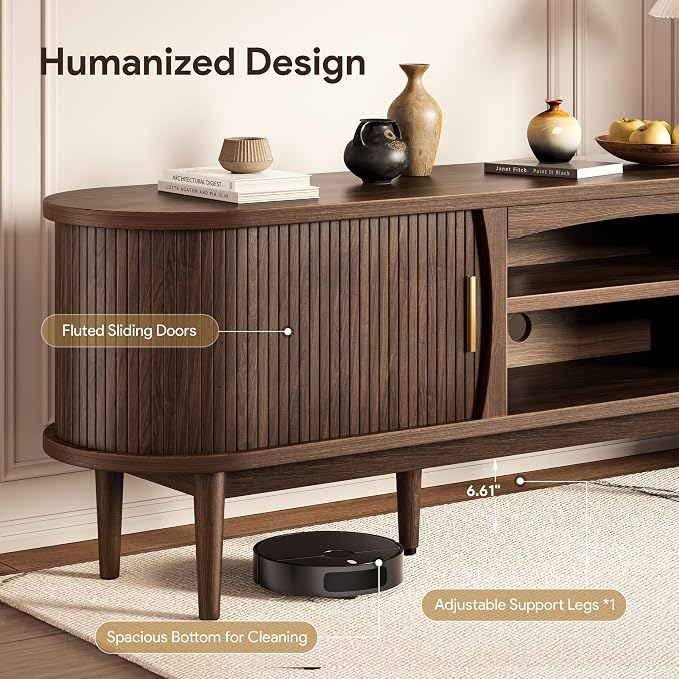 Decofy Mid Century TV Stand for TVs up to 90 Inches, Entertainment Center - Image 5