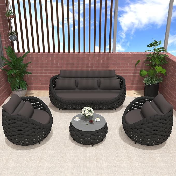 TWT Outdoor Patio Furniture Set-6 Pieces Aluminum Sectional Sofa, Metal Patio - Image 6