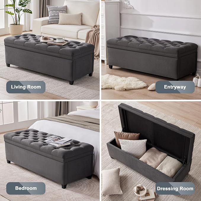 Mangodan 50" Storage Ottoman Bench, Tufted Ottoman - Image 4