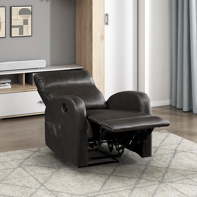 Lexicon Manual Recliner Chair, Faux Leather Reclining Chair, Wall Hugger - Image 9