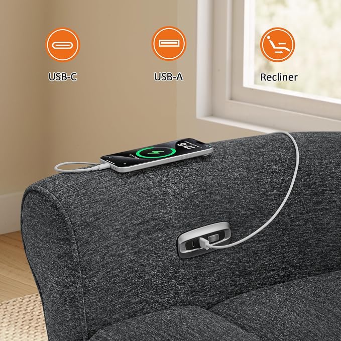 MCombo 87.8" Wall Hugger Power Reclining Sofa, 3-Seat Triple Recliner Couch - Image 10