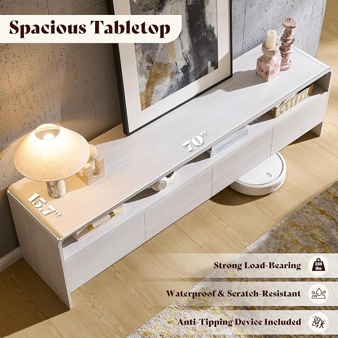 AMERLIFE 70" Modern TV Stand for TVs Up to 80", Wood TV Console - Image 6
