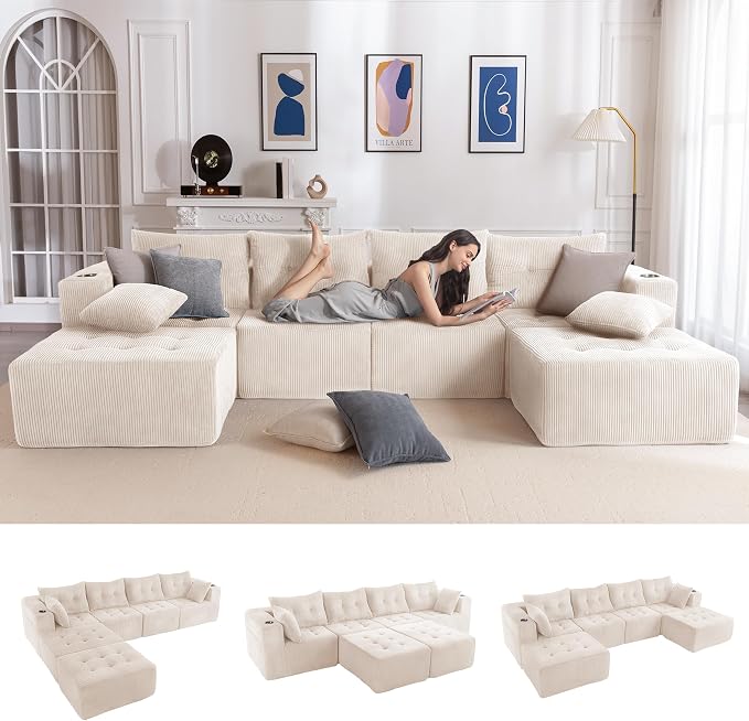 MAXYOYO 129.5" Modular Sectional Sofa Couch, U Shaped Modern Cloud Couch by MAXYOYO
