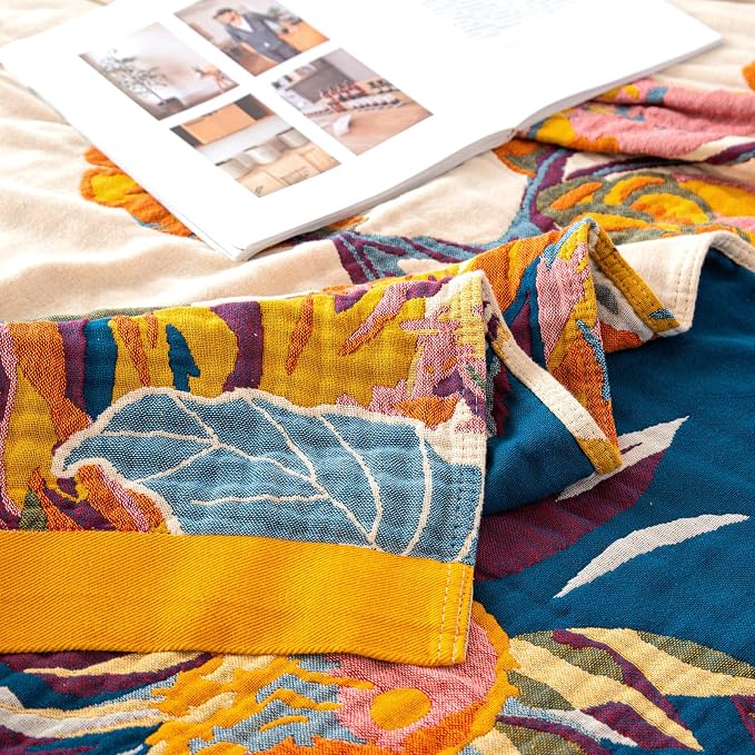 MSGKV Boho Throw Blanket 60''x80'', 100% Cotton Blanket - Image 9
