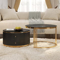 Modern 2 Pieces Black Round Nesting Coffee Table by Flieks
